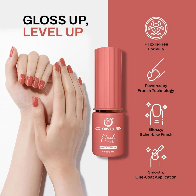 Colors Queen Nail Trend Glossy Nail Polish | Chip Resisting & Quick Drying Nail Paint with High Shine | 7 Toxin Free Formula | Vegan & Cruelty Free | Long Lasting & Vibrant Nail Paint for Women ( Light Orchid, 13ml) thumbnail 3